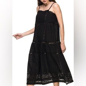 Free people boho long maxi dress black sz S